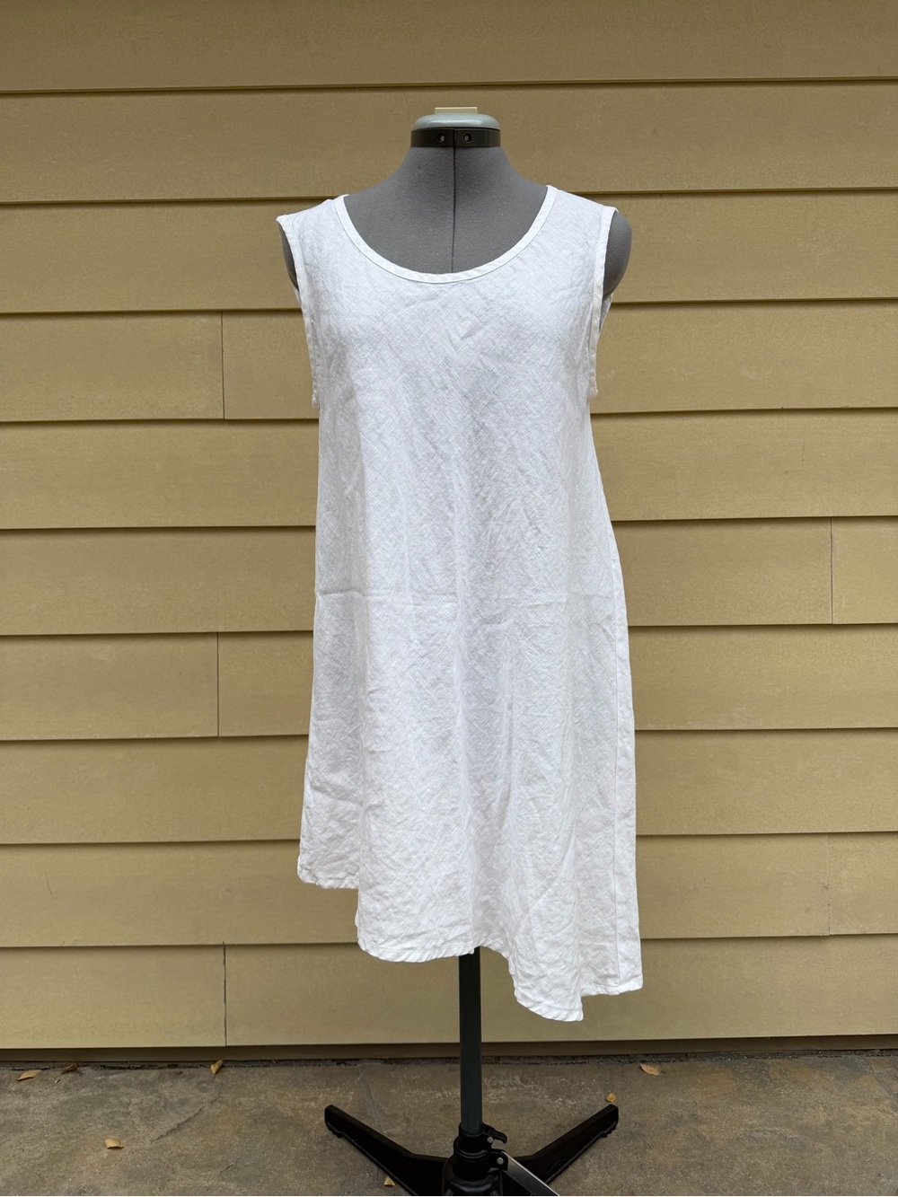 Flax White Sleeveless Asymmetrical Linen Tunic Dress